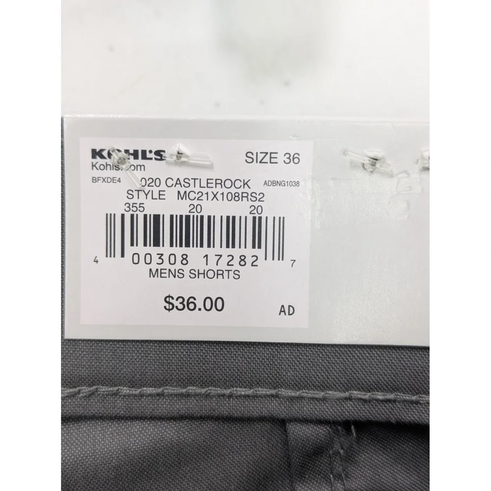 Croft‎ & Barrow Mens Shorts NWT 36 Gray Utility Cargo Pockets Stretchy Outdoors